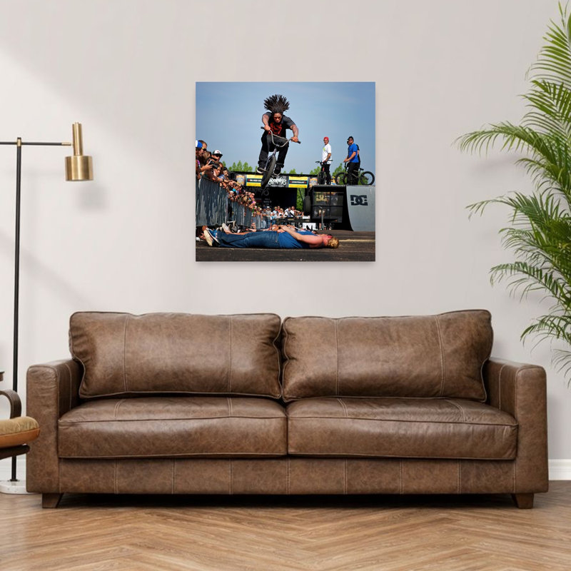 Bmx Rider In Flight Abstract Contemporary Landscape Nature Wall Art Print 1 Piece Wrapped Canvas Wall Art
