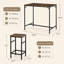 Ensemble de table de bar industriel 5 pièces avec table rectangulaire et 4 tabourets sans accoudoirs. Panneaux de particules au fini mélaminé, structure en acier. Conception compacte et pliable, idéale pour les cuisines et les petits espaces.