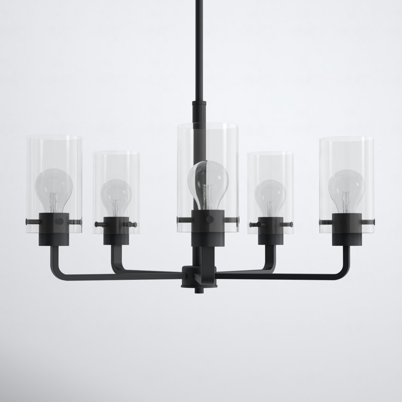 Lustre linéaire moderne Spoutnik à 5 lumières Barines, Noir mat