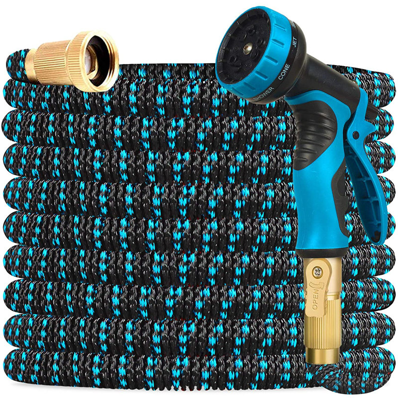 Enrouleur de tuyau extensible en plastique, 50', Noir / Orange