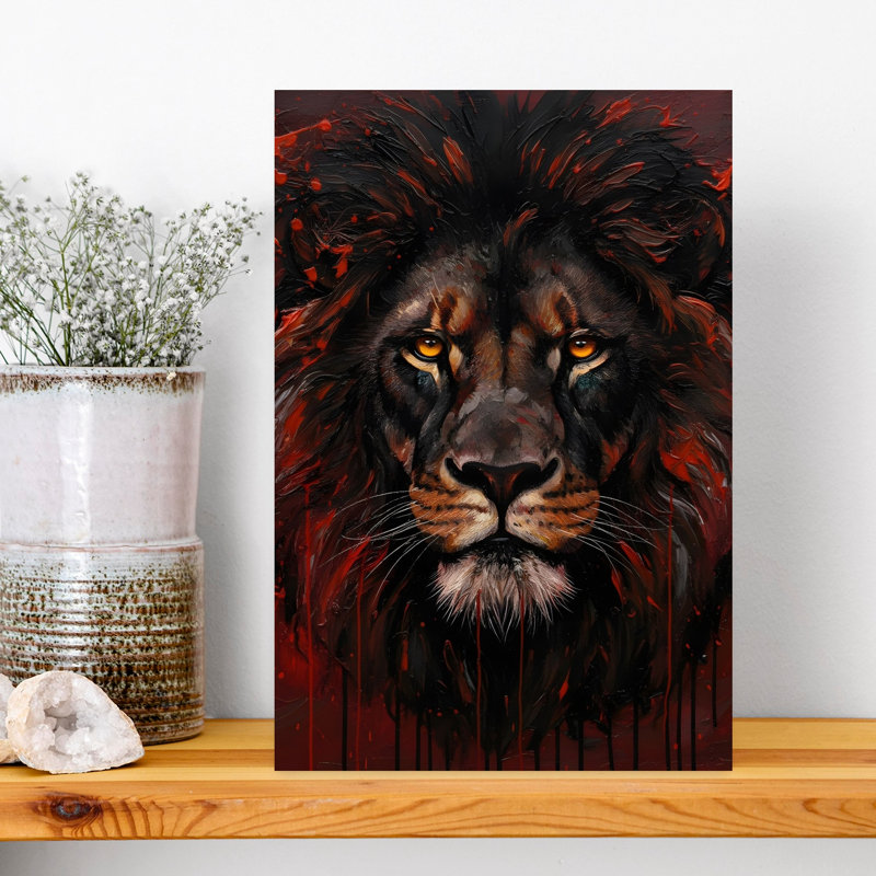 Reproduction d'art mural Wildfire Lion, 18" H x 12" W