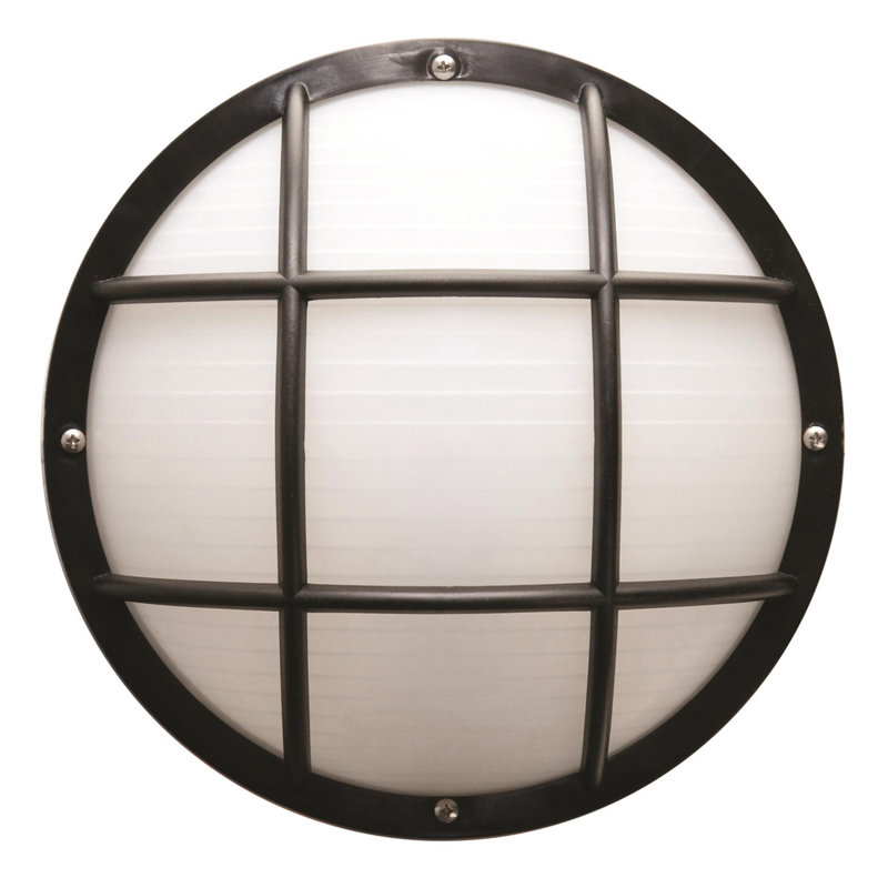 Solus Nautical Round Wall and Ceiling Mount Light with Grid-Style Diffuser Cage, 4000K, White