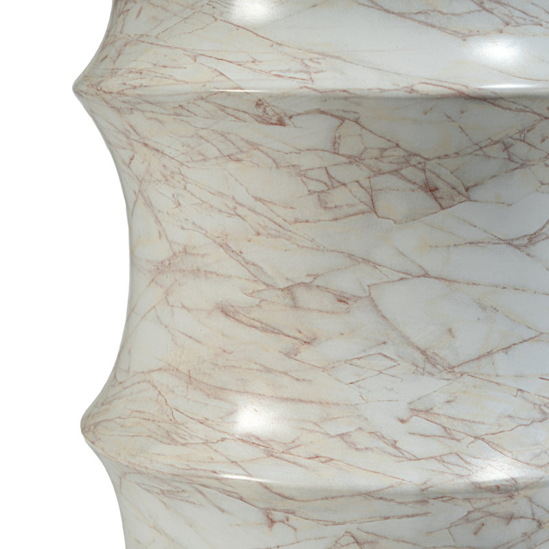 Outdoor Faux Stone Sculptural Side Table, White