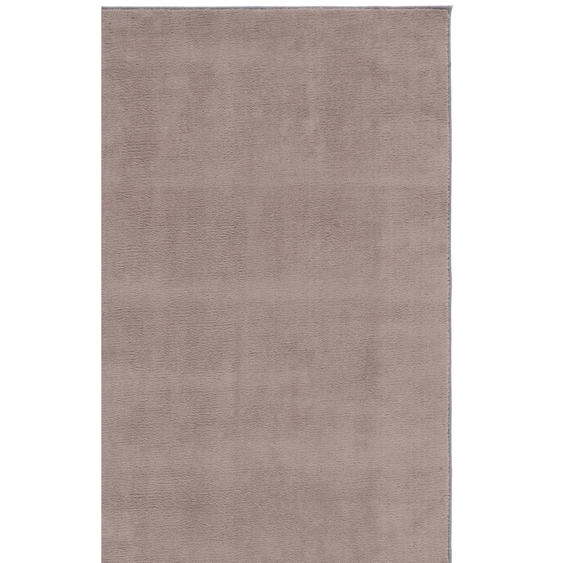 Tapis uni en polyester tissé à la machine de couleur taupe, Rectangulaire 3 pi x 5 pi
