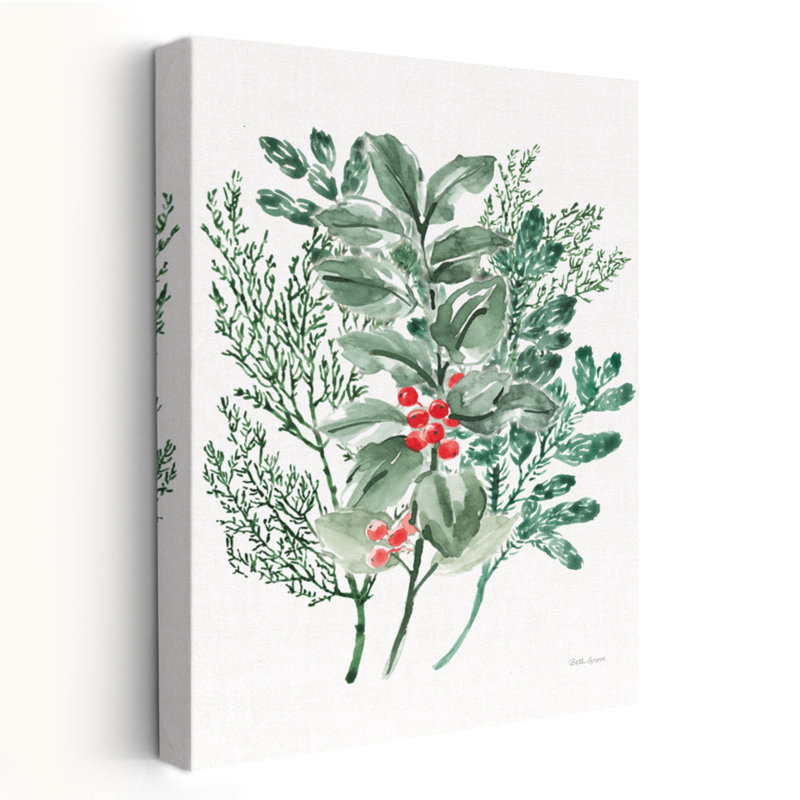 «Classic Christmas V - Berries Christmas», art vert classique, H 36 po x l 24 po