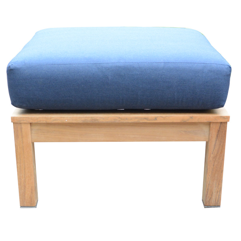 St. Lucia Teak Outdoor Ottoman, Canvas Navy Sunbrella® Canvas