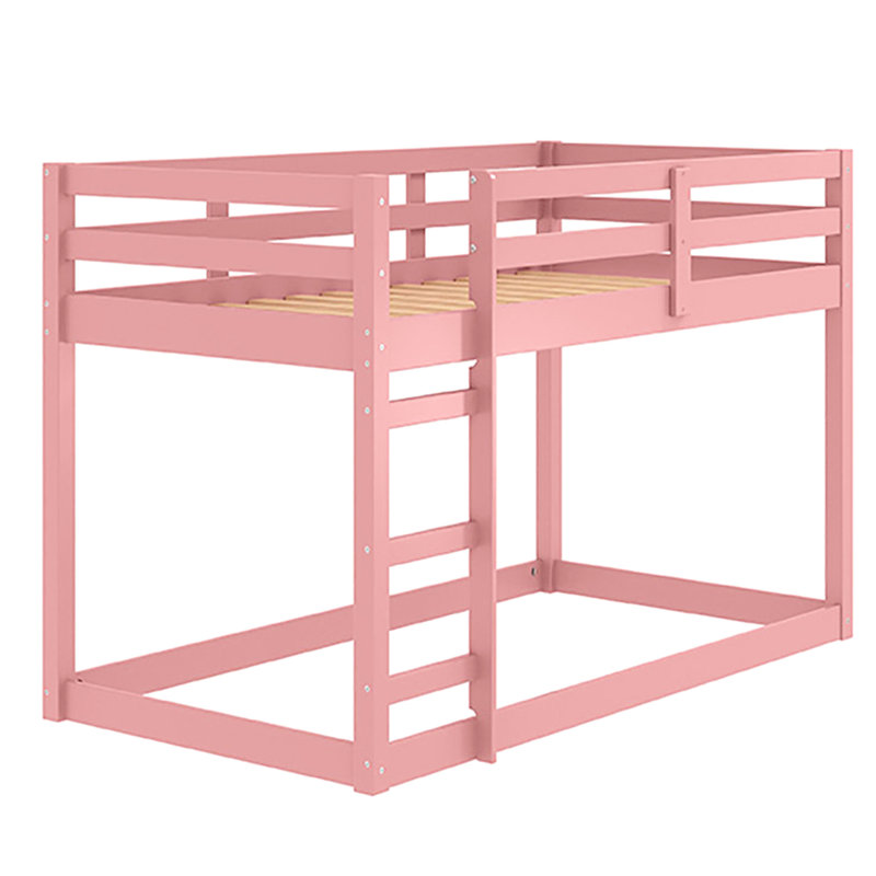 Lit simple mezzanine rose avec structure en bois - 13 lattes pour le bien-être du matelas et l'espace de ventilation maximisant la clôture montée