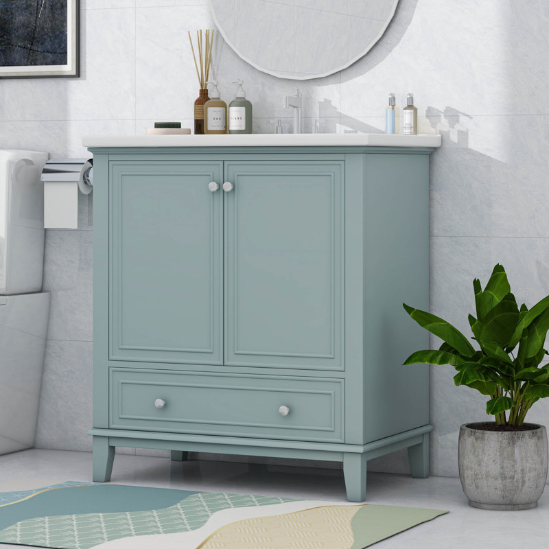 Ensemble de meuble-lavabo 30 po avec lavabo, portes et tiroir, Vert