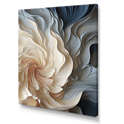 White and blue feather spiral II - Abstract Geometric Canvas Print Wall Art