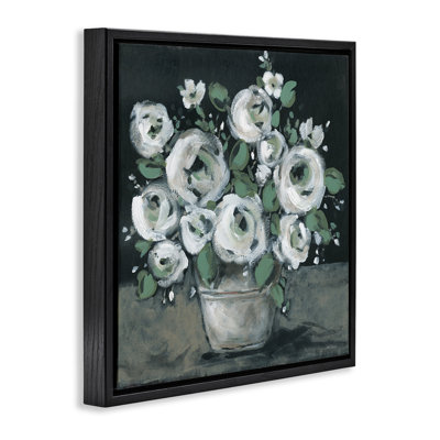 Art mural sur toile flottant, "Mute White Rose" par Carol Robinson