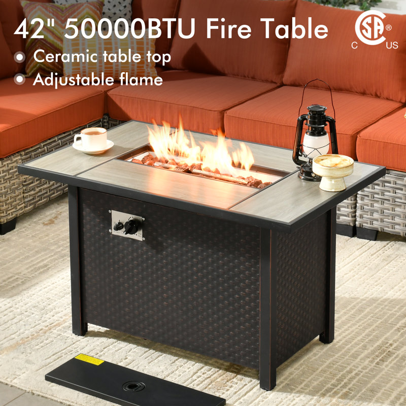 Ensemble de conversation pour 5 personnes, ensemble de conversation modulaire en rotin et osier avec coussins, ensemble de conversation pour canapé toutes saisons avec table pour jardin
