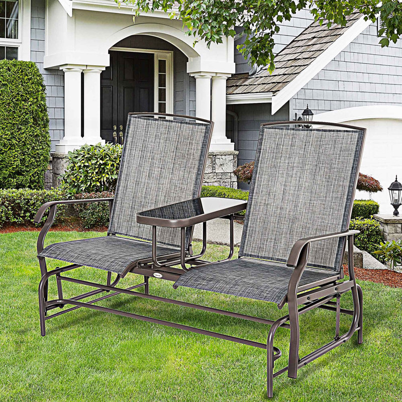 Outdoor Glider Bench With Center Table