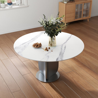 53.14" Modern Round Sintered Stone Dining Table