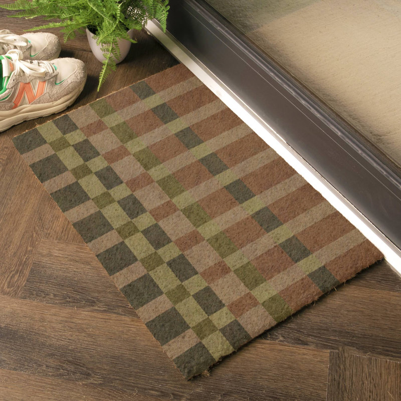 Check Coir Doormat, 40cm W x 60cm L