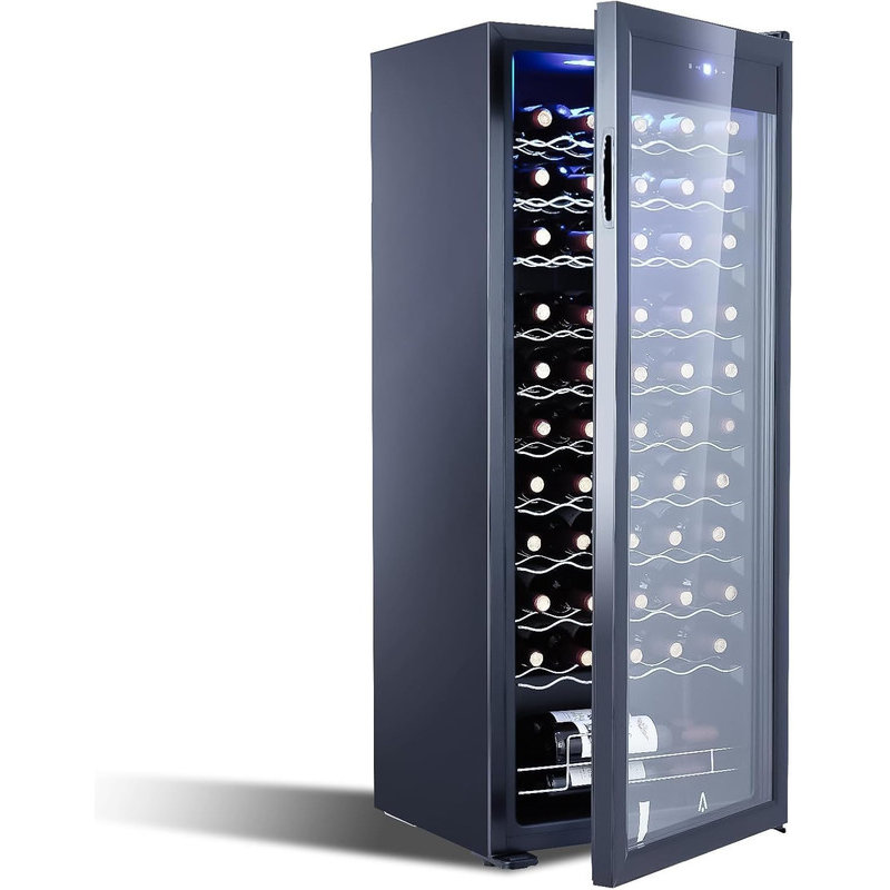 55-Bottle Beverage Refrigerator with Glass Door, Adjustable Shelves & Digital Display for Wine, Beer, Soda