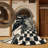 Machine Washable Paizlei Sao Paulo Skyline Modern & Contemporary Checkered Rug in Black – Black Binding-912918768