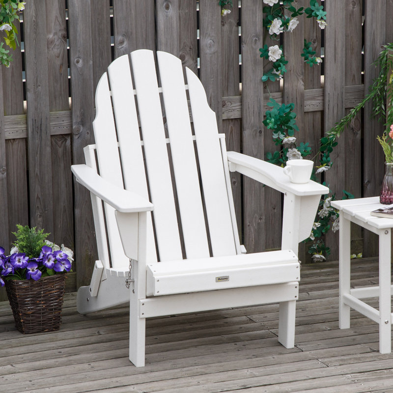 Chaise Adirondack en bois massif Andrekia, Blanc