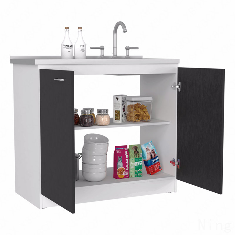 72-Inch Wide Adjustable Workstation Desk, Black with Storage Compartments for Home Office