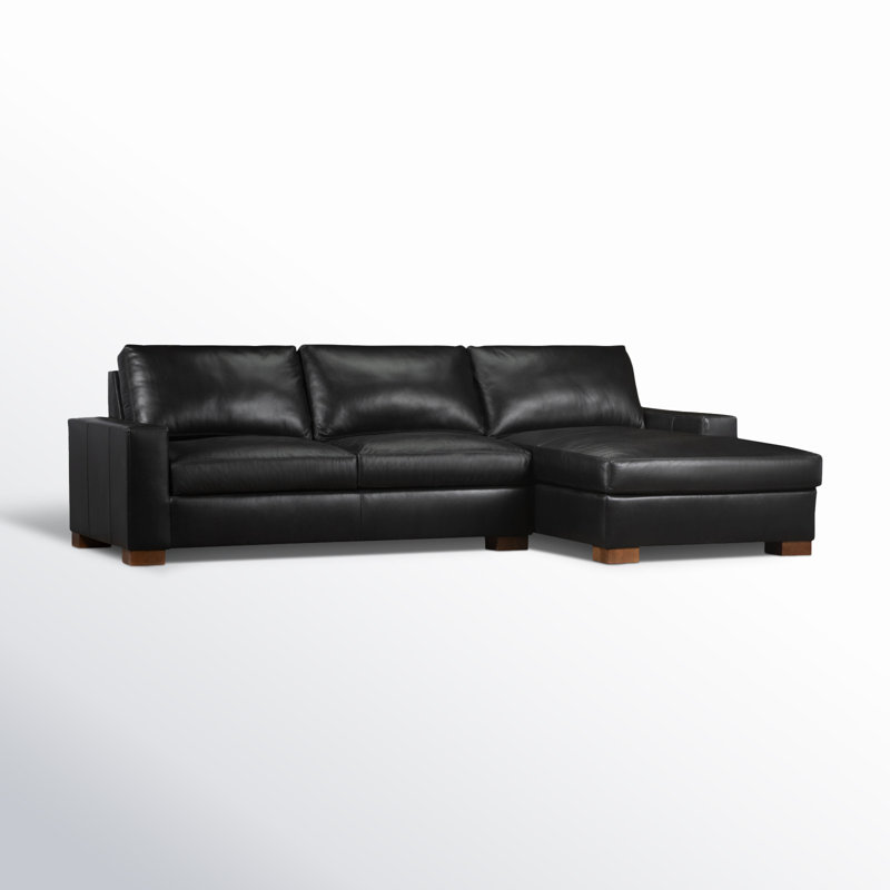 Jonie Genuine Leather 2-Piece Chaise Sectional, Revelation Midnight Genuine Leather, Right Hand Facing