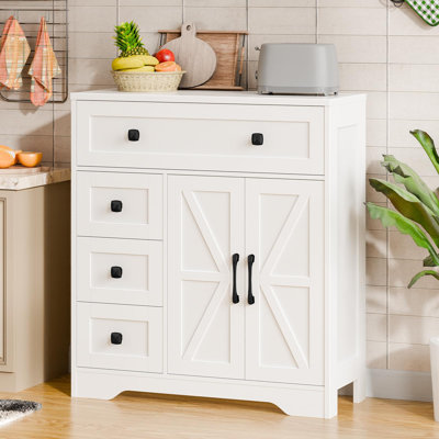Farmhouse Storage Cabinet With 2 Doors And 4 Drawers by Gracie Oaks