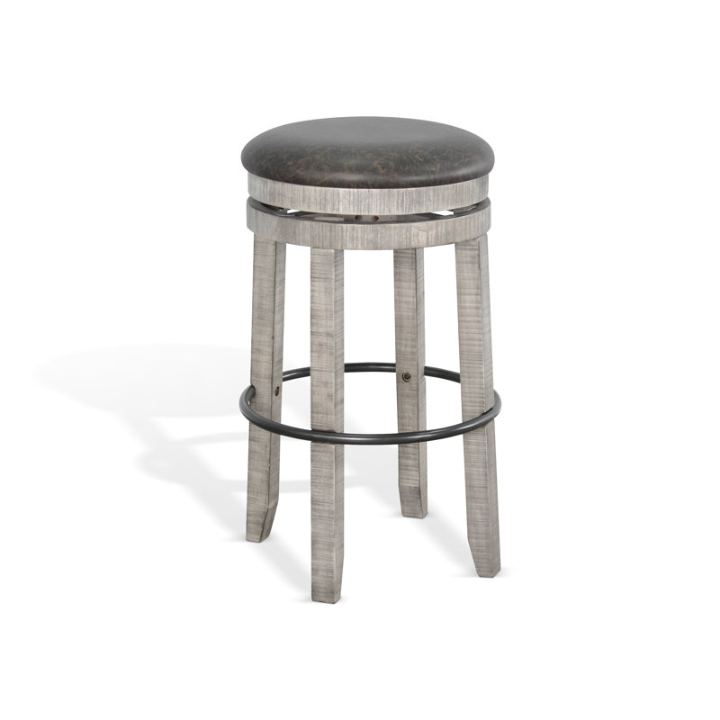 Schneck Swivel Upholstered Counter Stool with Solid Wood Frame, Bar Stool (30” Seat Height), Alpine Gray