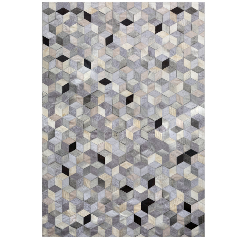 Dedalo Cowhide Geometric Area Rug, Rectangle 2' x 3'