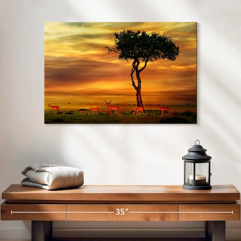 Alala, Impala africain au coucher du soleil, H 16 po x l 24 po