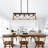 Adjustable 5-Light Farmhouse Industrial Linear Pendant Light Walnut-1689036449