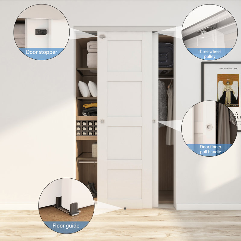 JUBEST Bypass Sliding Door Hardware, Bypass Wardrobe Closet Door Hardware Set (Door Not Included), 48 in.