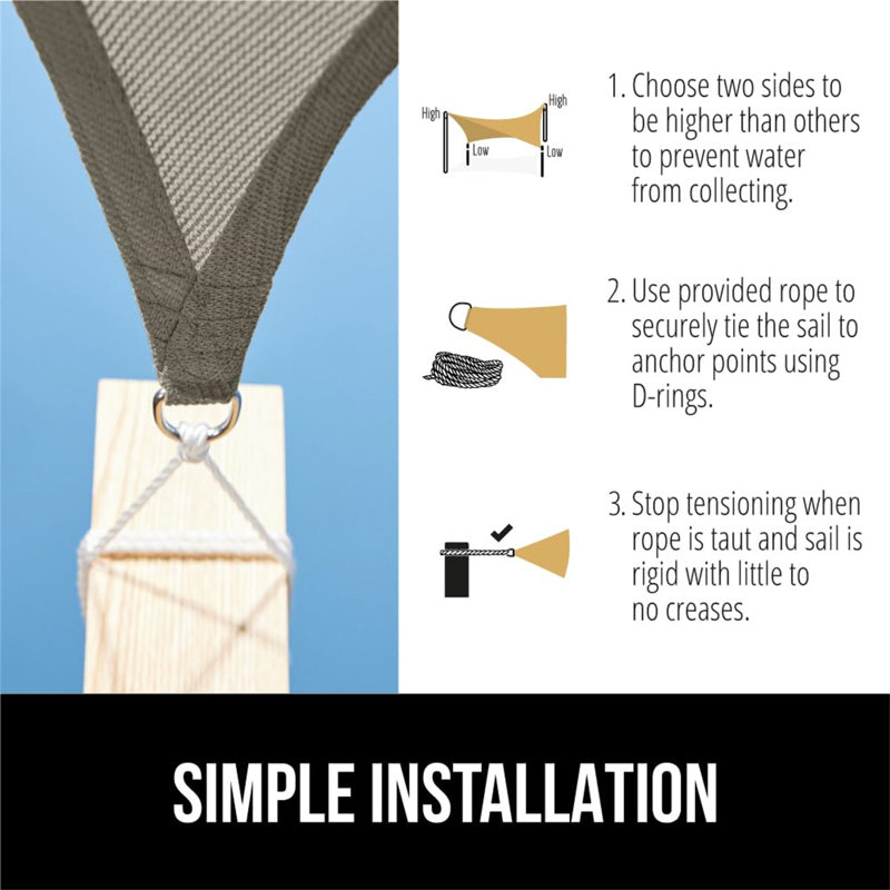 Beige Heavy Duty UV Resistant Rectangle Patio Sunshade Sail, 8' x 10'