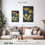 Floral bleu doré maté-974283403