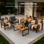 Ensemble de conversation de patio 4 pièces avec accoudoirs en bois d'acacia, ensemble de conversation à 5 places avec coussins et table basse-2052258117