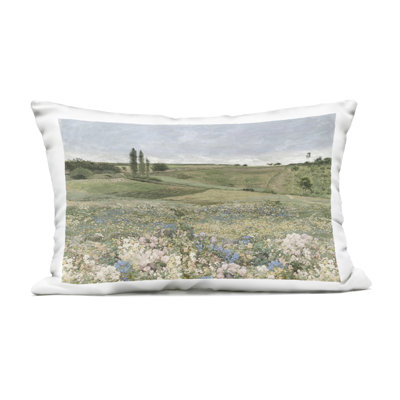 Charming Pastoral Meadow View Design by Amber Sterling Outdoor Printed Pillow