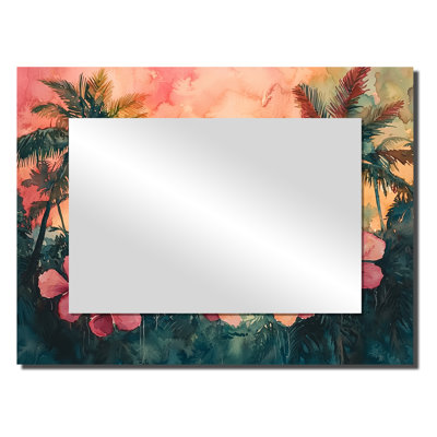 Fleurs d'hibiscus en harmonie tropicale II - art mural miroir floral - imprimé sur métal