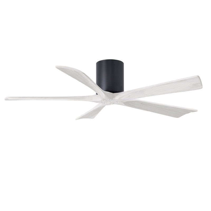 Ventilateur à pales encastré 5 pales Irene, 52", Noir mat, Ton érable clair