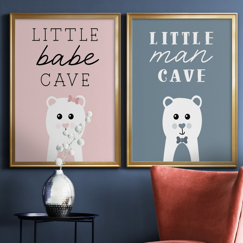 «Little Babe Cave», ensemble de 2 impressions, Pas de tapis, H 22,5 po x l 61 po x P 1,5 po, Toile encadrée dorée