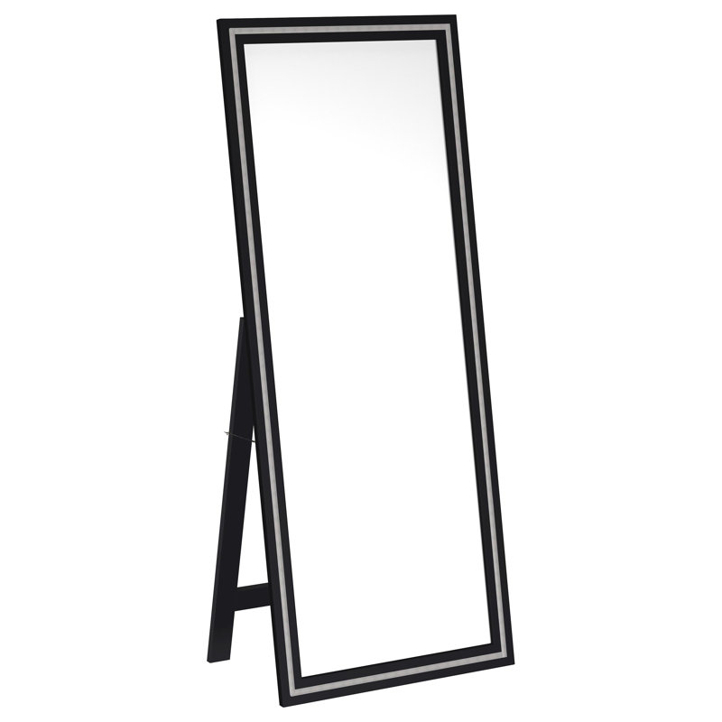 Demkowski Full Length Floor Standing Mirror With Led Lighting, Black