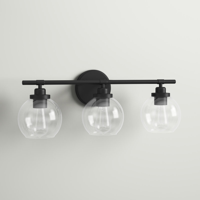Hegland Dimmable Vanity Light in Matte Black, Matte Black, 3 Lights, 8.5" H x 22.5" W x 22.5" D