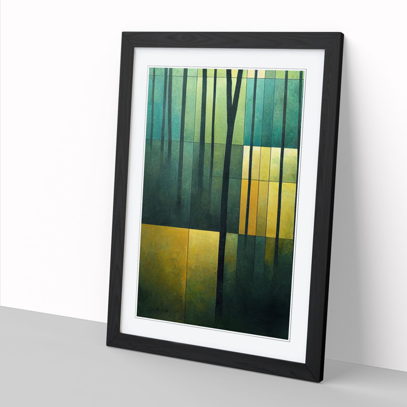 FRM-V0523-991X Forest Cubism Vol.2 - Picture Frame Print, 64cm H x 46cm W, Oak Framed