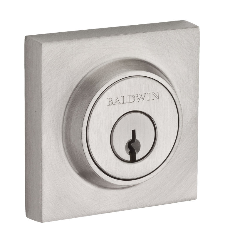 Contemporary Single cylinder Square Deadbolt, Satin Nickel, Keyed Alike, Yes