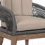 Chaise de patio d'extérieur en bois d'eucalyptus vieilli avec corde grise et coussins en oléfine taupe