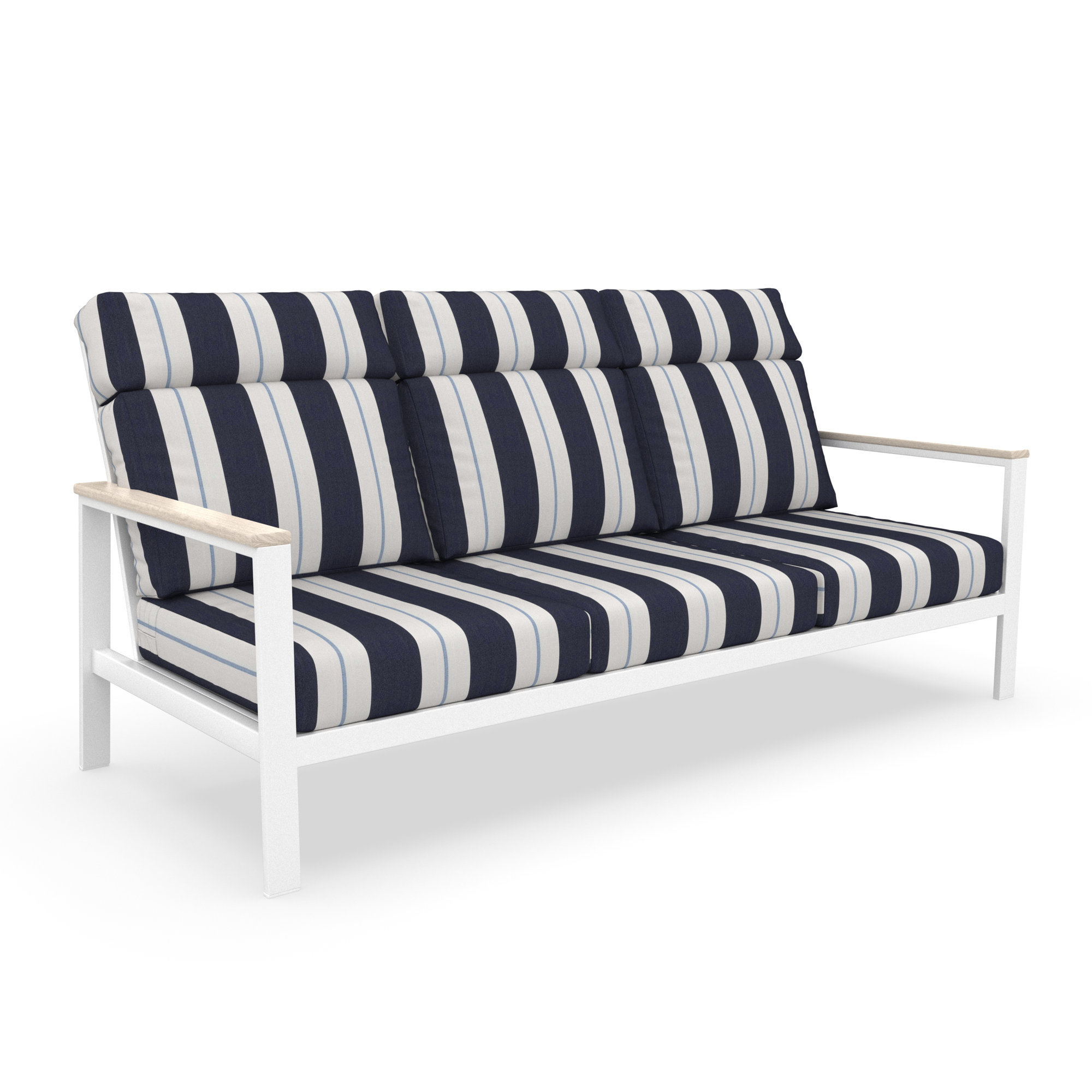Townsend Metal Outdoor Sofa With Sunbrella Cushion, Sunbrella Relate Harbor
