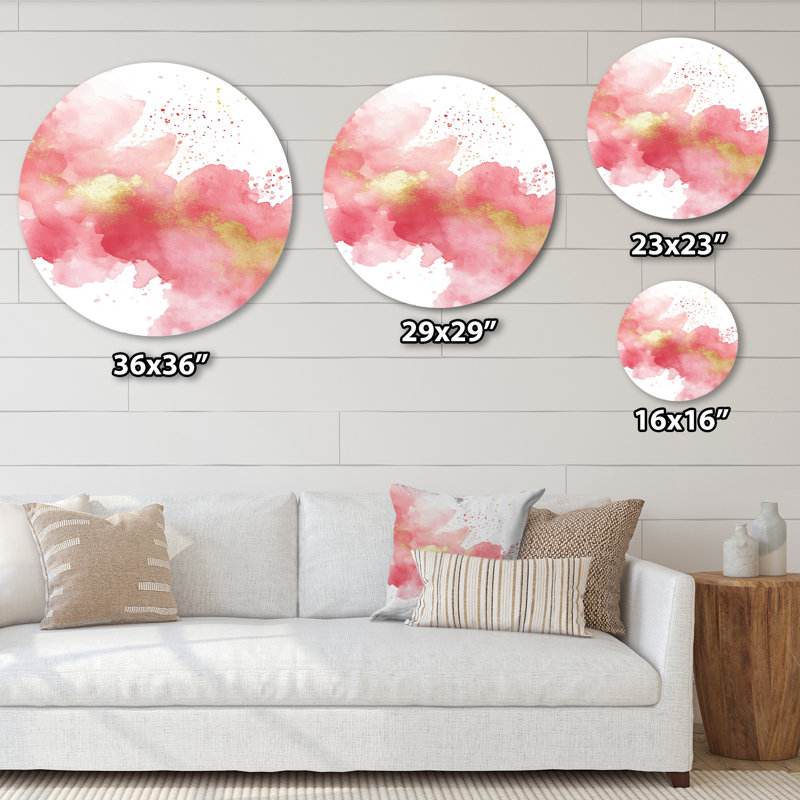 «Soft Blush Radiance» - art mural rond abstrait en métal, L 16 po x H 16 po