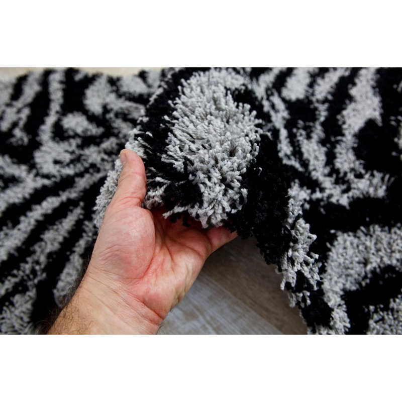 Tapis décoratif gris à poils longs à imprimé animalier Tanabe, Nouveauté 3 pi x 5 pi