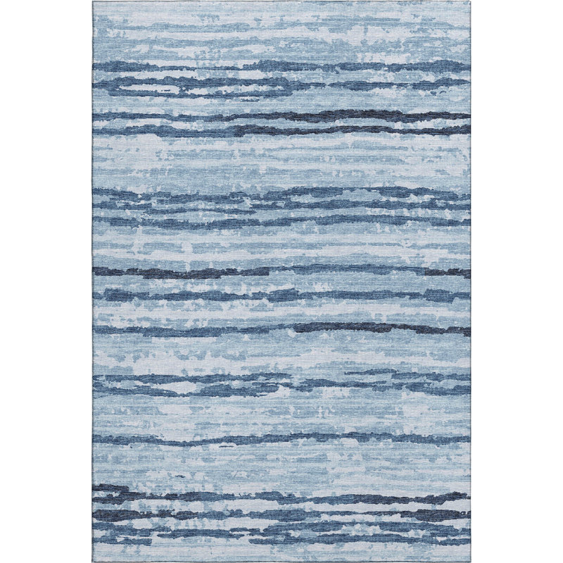 Tapis bleu Premium Freixa AMF75 lavable à la machine, Rectangulaire 3 pi x 5 pi