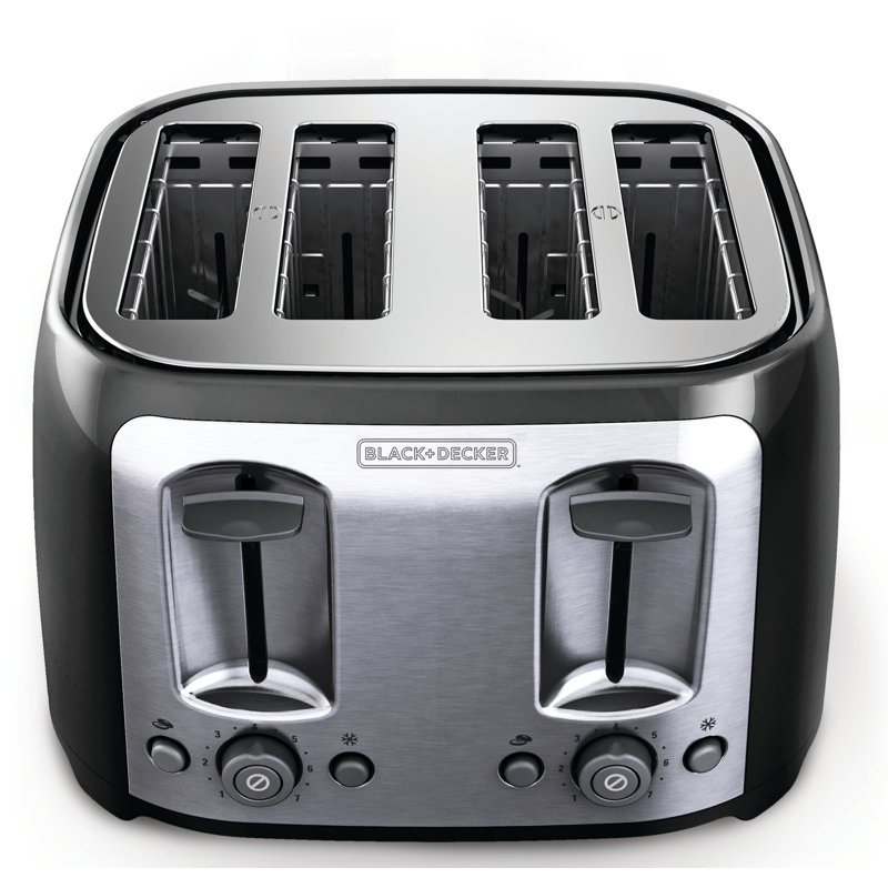 Black & Decker 4-Slice Toaster, Extra Wide Slots, 7 Shade Settings, 1400 Watts, Frozen and Bagel Buttons, Toast Shade Selector, Extra Lift