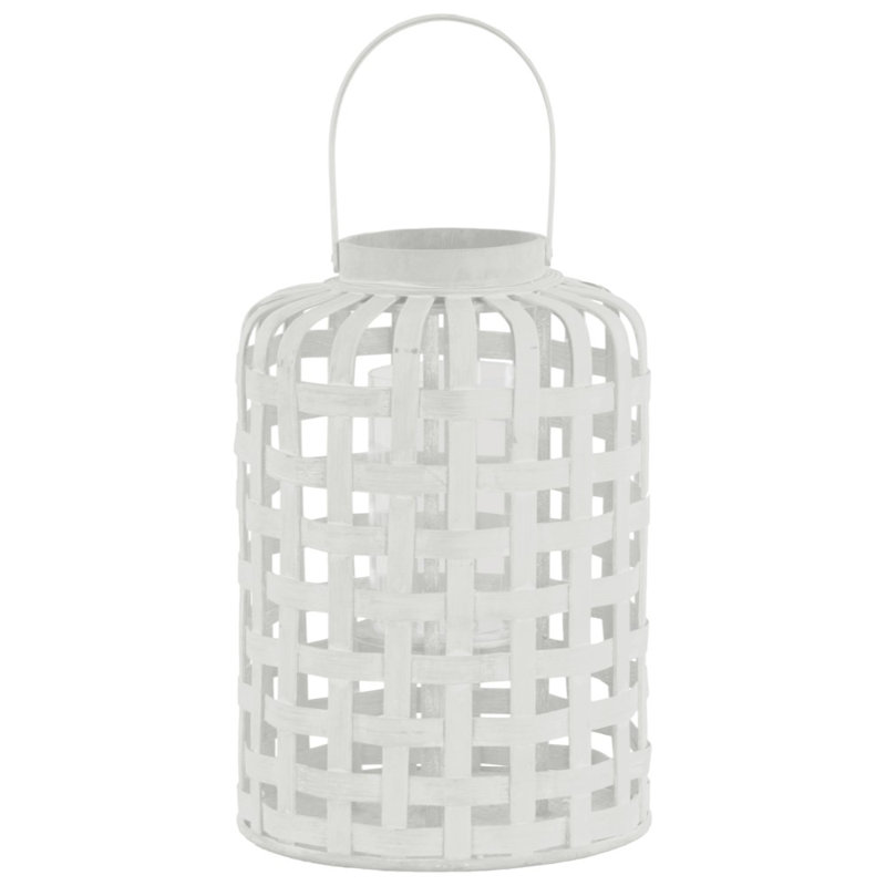Wood Tabletop Lantern, 16.25" H x 11.5" W x 11.5" D, White