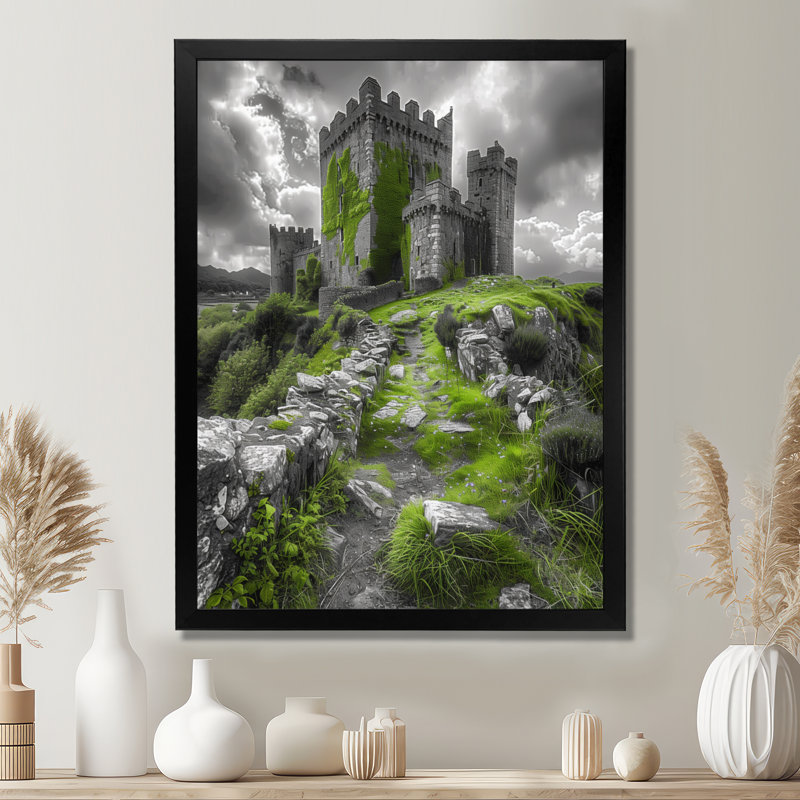 Décoration murale grise, été, château britannique, tempête I - Châteaux, H 20 po x l 12 po x P 1 po