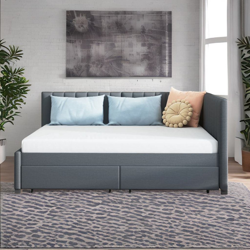 Lit de jour double rembourré (beige), gris