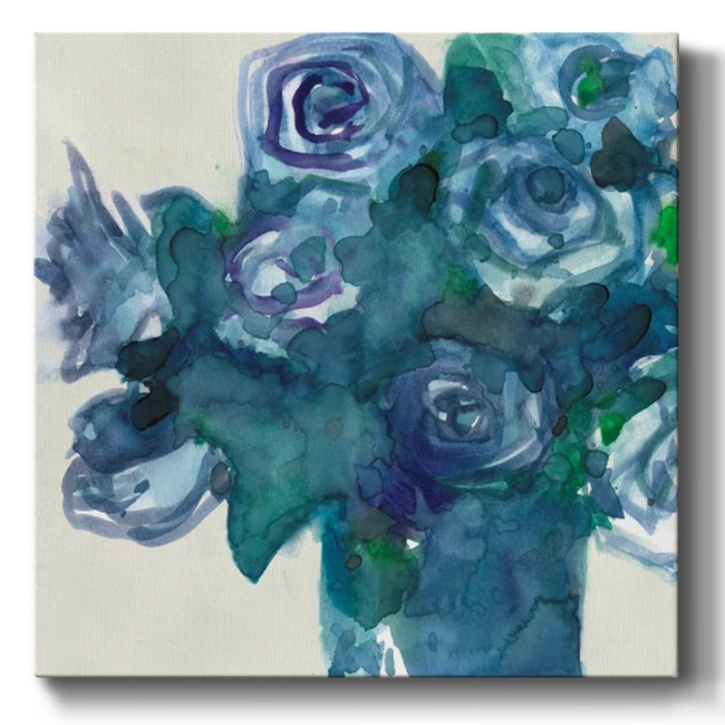 Turquoise Bunch II sur toile, H 16 po x l 16 po x P 1,5 po